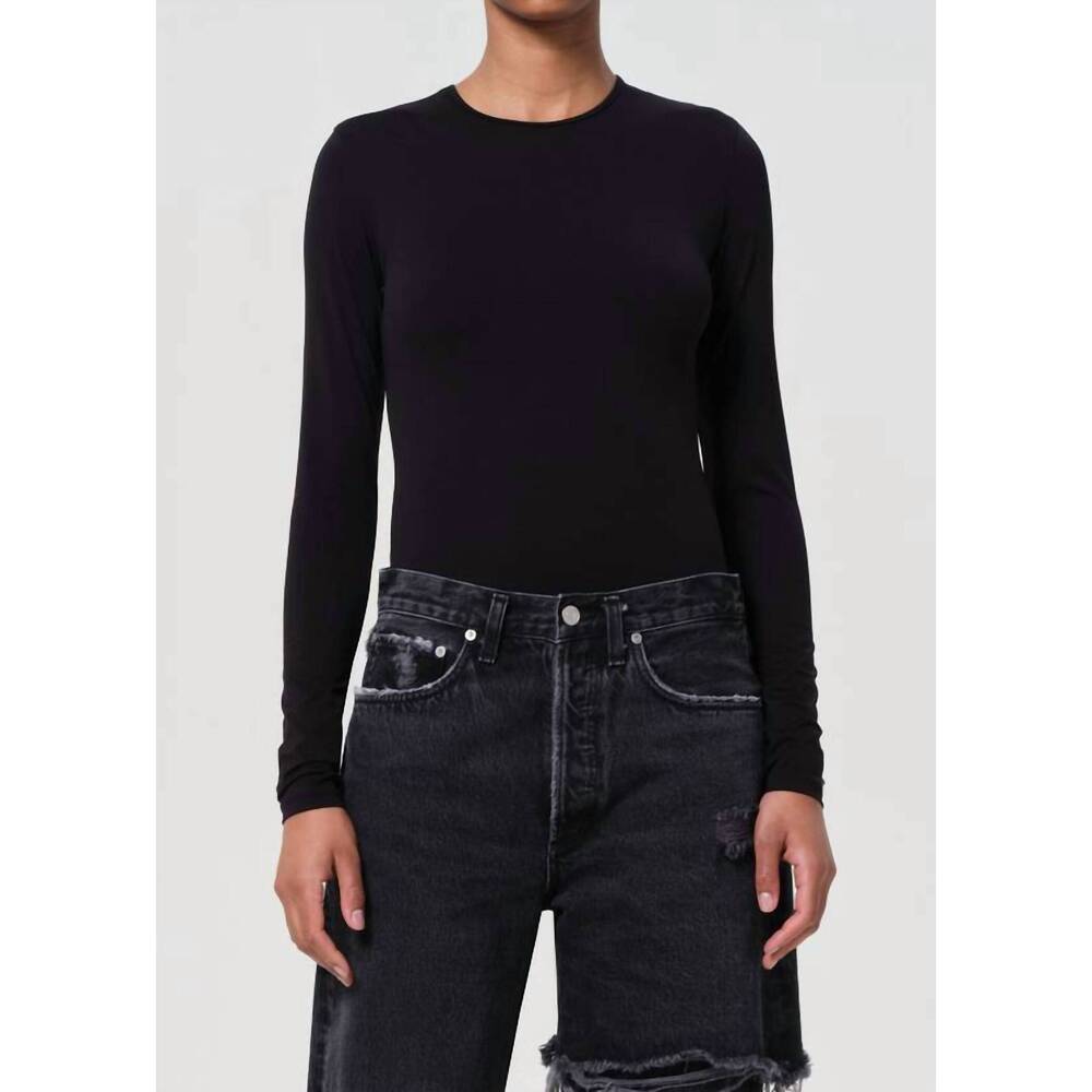 NEW AGOLDE aura long sleeve bodysuit in black